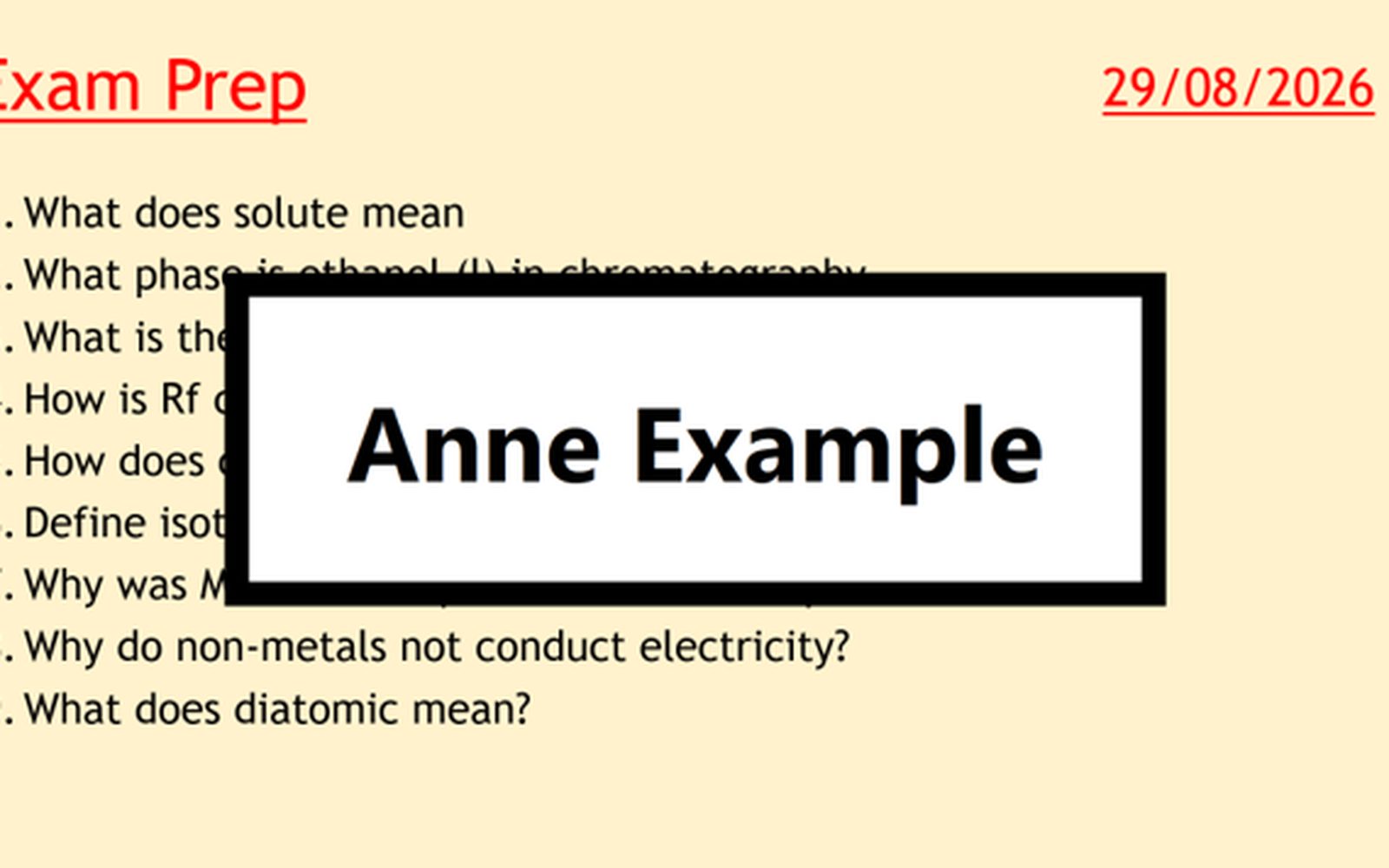 Random Student Picker displayed on a classroom projector